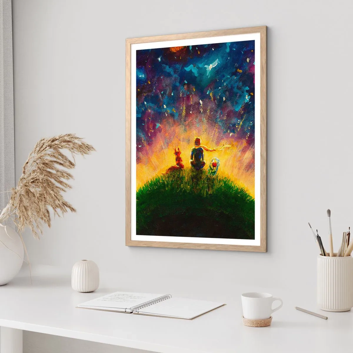 Affiche dans un chêne clair - Poster - Amour et amitié - le monde entier - 40x50 cm