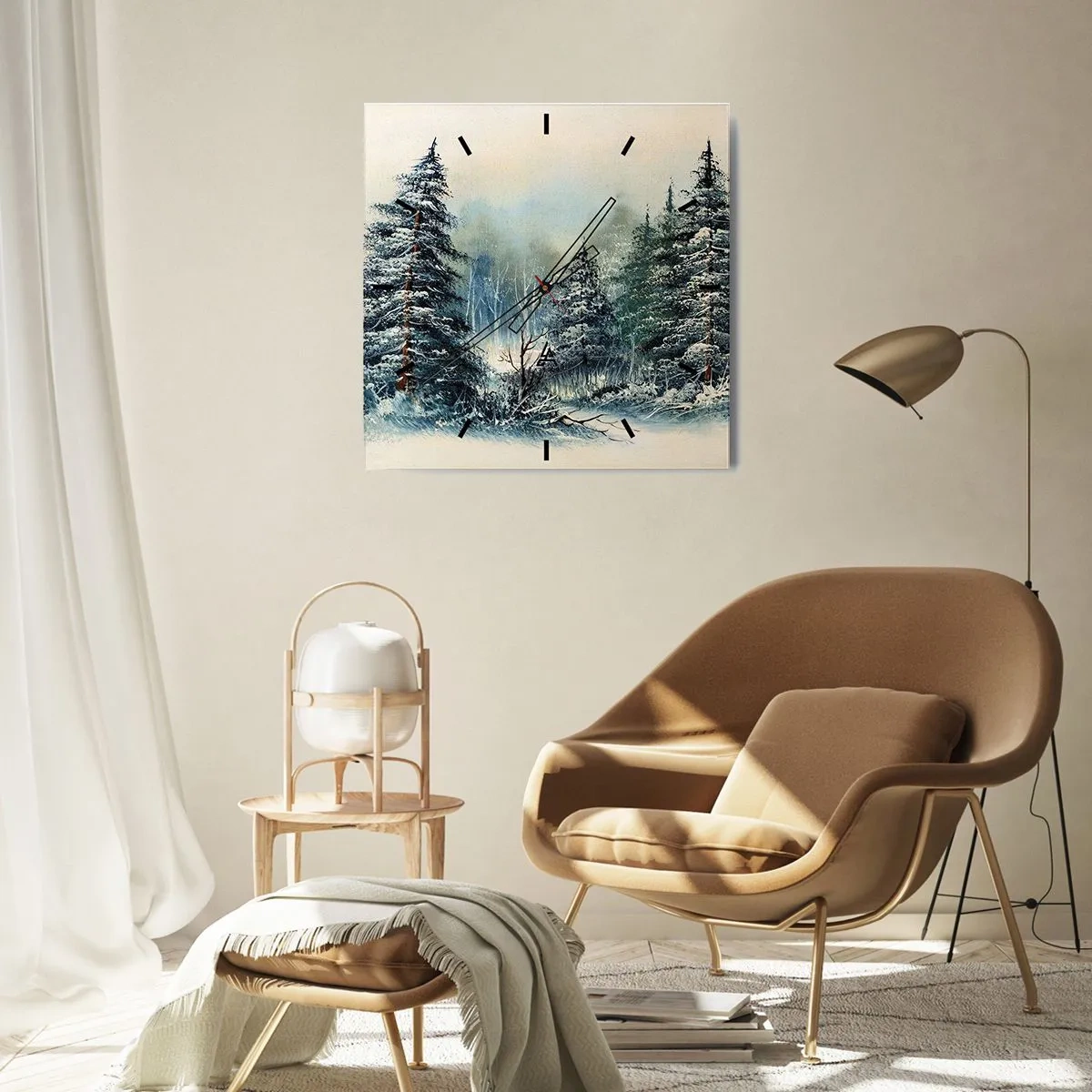 Horloge murale - Pendule murale - Paysage d'hiver avec des arbres enneigés - 30x30cm - Prêt pour les fêtes - Décoration murale moderne pour le salon et la chambre ARTTOR