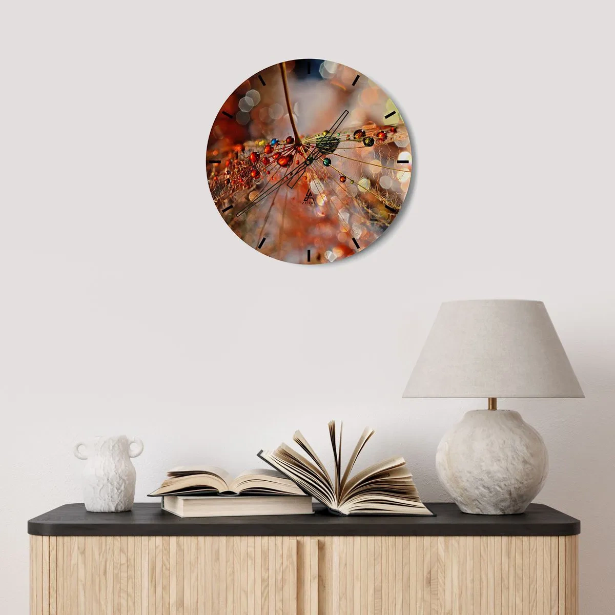 Horloge murale - Pendule murale - Enfilé sur un fil d'araignée - 30x30 cm