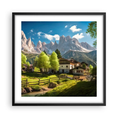 Affiche dans un cadre noir - Poster - Idylle alpine - 50x50 cm