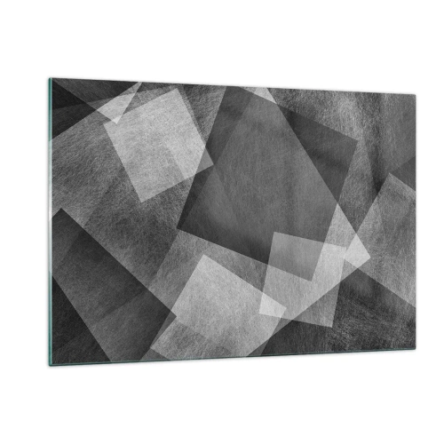 Impression sur verre - Image sur verre - Abstraction géométrique dans les tons de noir, blanc et gris - 120x80cm - Le symbole éternel de durabilité et d'ordre - Décoration murale moderne pour le salon et la chambre ARTTOR