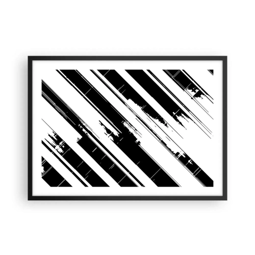 Affiche dans un cadre noir - Poster - Lignes noires et blanches et motifs géométriques dans un style moderne - 70x50cm - Une composition intense et dynamique - Décoration murale moderne pour le salon et la chambre ARTTOR