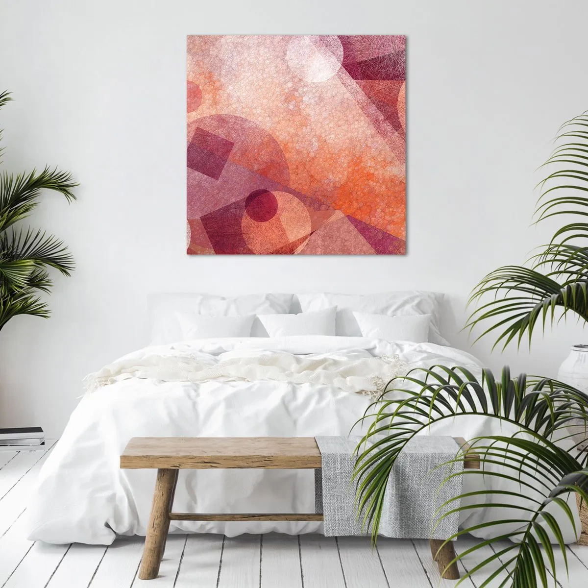 Impression sur toile - Image sur toile - Transformations géométriques en rose - 40x40 cm