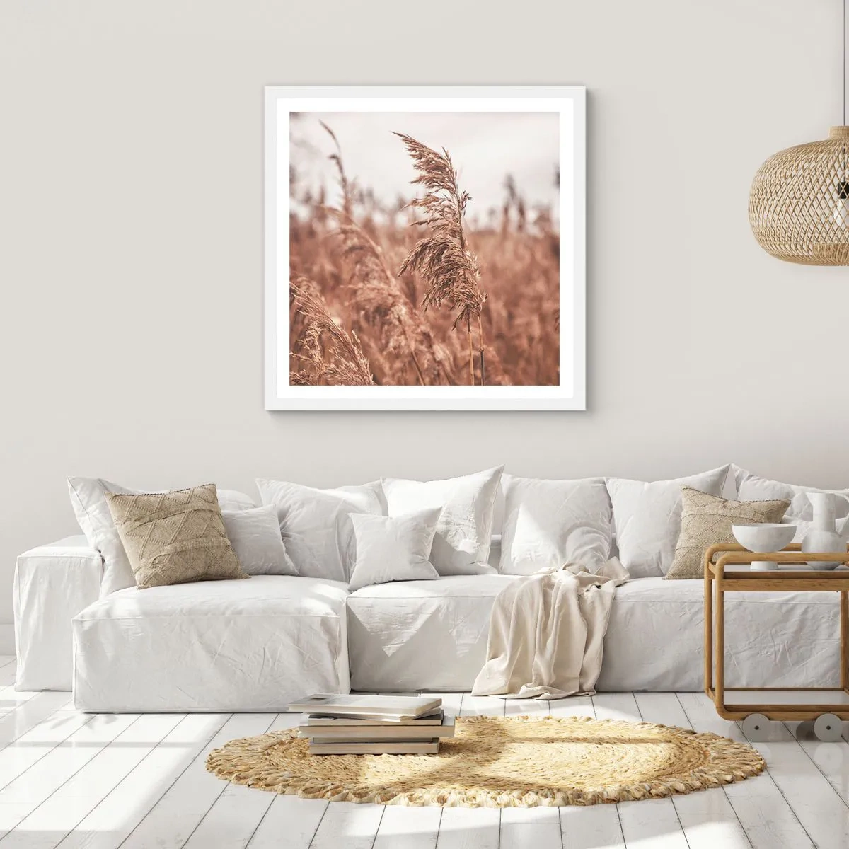 Affiche dans un cadre blanc - Poster - C'est déjà l'automne dans les champs - 30x30 cm