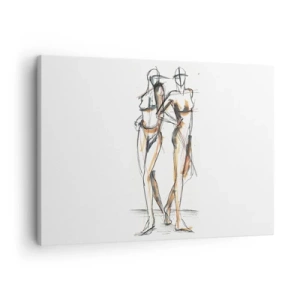 Impression sur toile - Image sur toile - Croquis artistique de deux silhouettes sur fond blanc - 70x50cm - Étude de la grâce - Décoration murale moderne pour le salon et la chambre ARTTOR