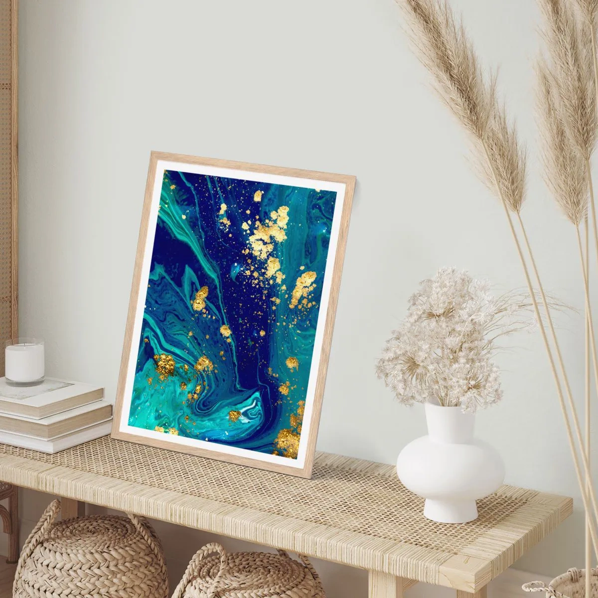 Affiche dans un chêne clair - Poster - Les pétales du soleil - 70x100 cm