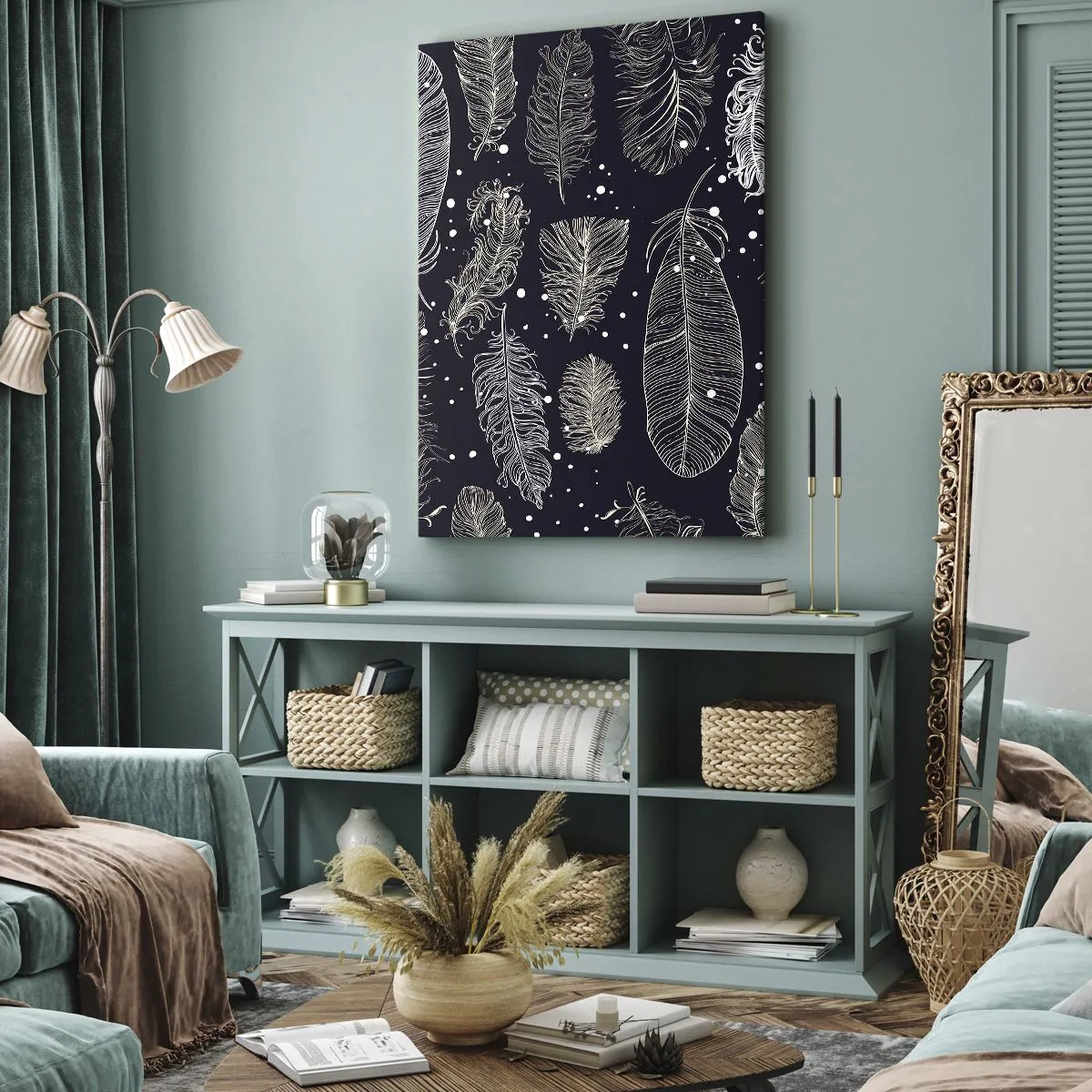 Impression sur toile - Image sur toile - Toile de plumes - 55x100 cm