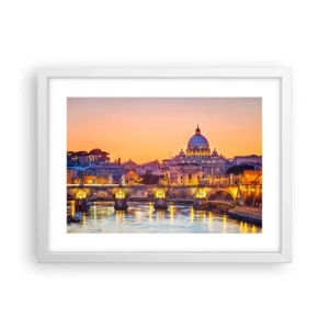 Affiche dans un cadre blanc - Poster - Coucher de soleil sur la ville éternelle - 40x30 cm