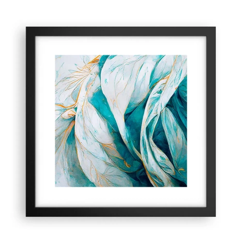 Affiche dans un cadre noir - Poster - Abstraction bleue avec un motif doré - 30x30 cm