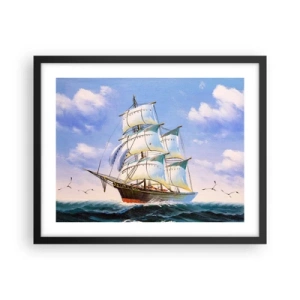 Affiche dans un cadre noir - Poster - Fièrement avec le vent - 50x40 cm