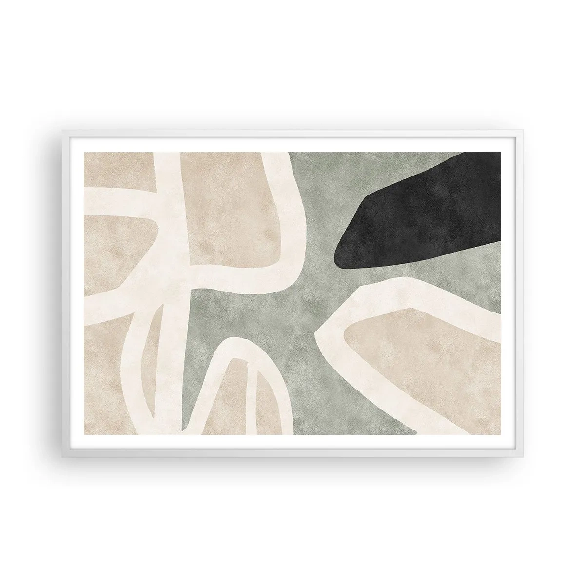 Affiche dans un cadre blanc - Poster - Composition pour motif noir - 100x70 cm