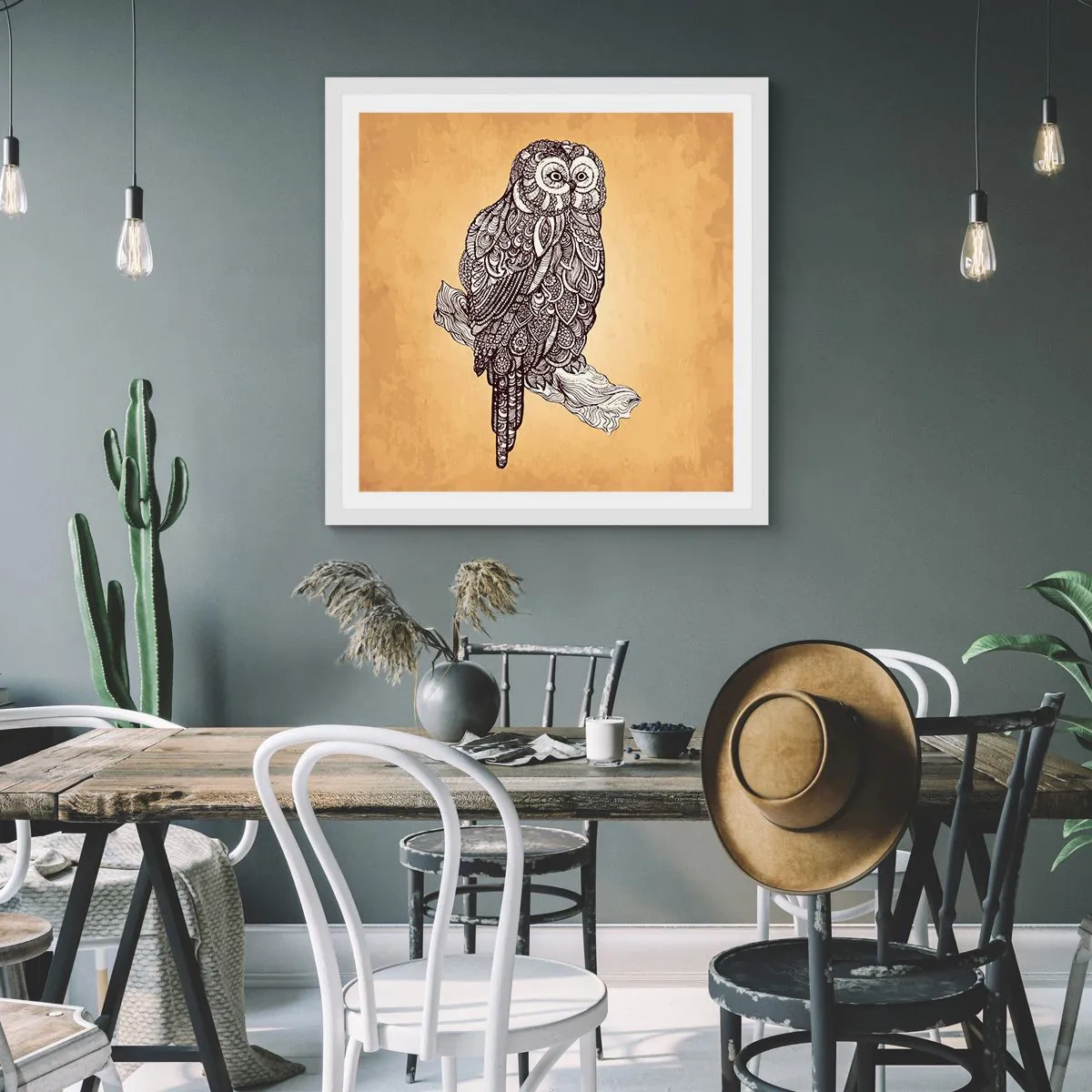 Affiche dans un cadre blanc - Poster - Ornements complexes de sagesse - 30x30 cm