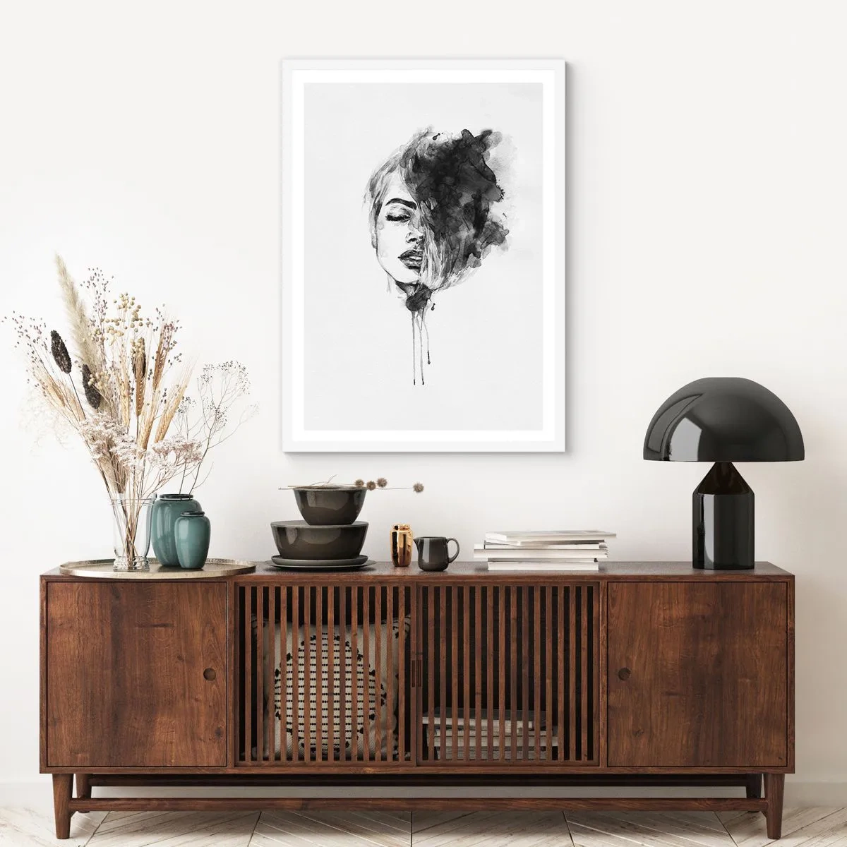 Affiche dans un cadre blanc - Poster - De quoi rêve la fille - 40x50 cm