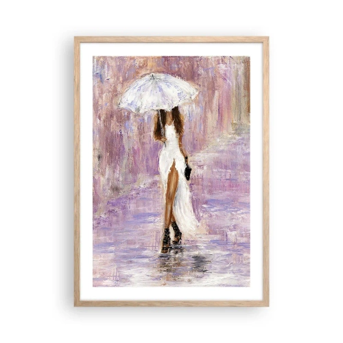 Affiche dans un chêne clair - Poster - Sous la pluie lilas - 50x70 cm