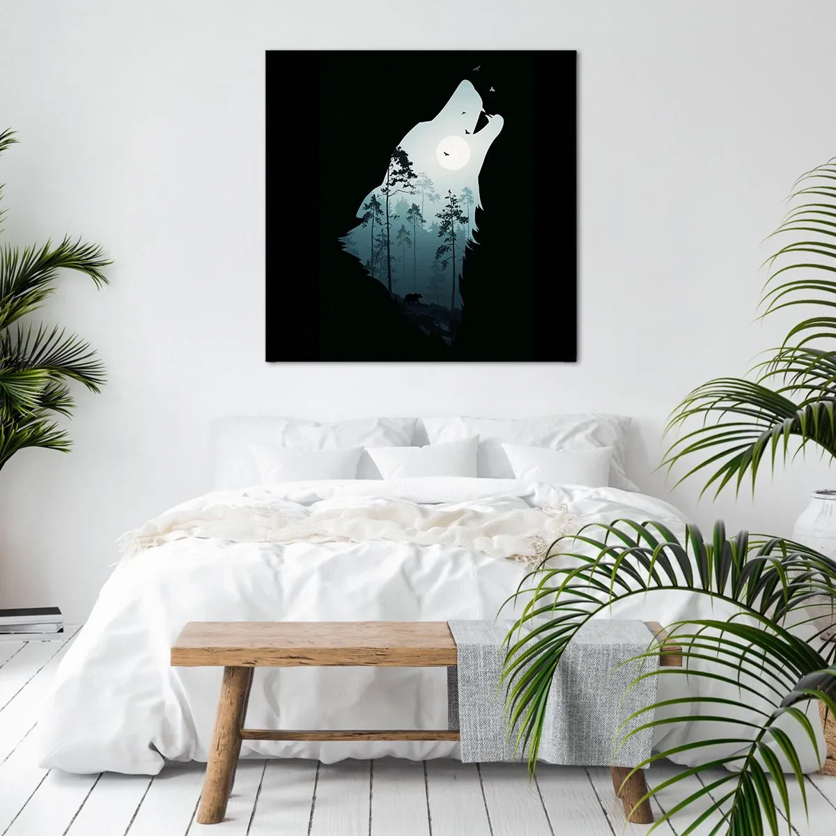 Impression sur toile - Image sur toile - La voix de nuit de la forêt - 60x60 cm