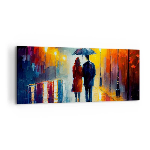 Impression sur toile - Image sur toile - Ensemble – une nuit colorée - 100x40 cm