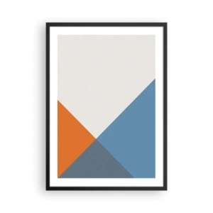 Affiche dans un cadre noir - Poster - Composition géométrique dans les tons orange et bleu - 50x70cm - Sous cette angle.... - Décoration murale moderne pour le salon et la chambre ARTTOR