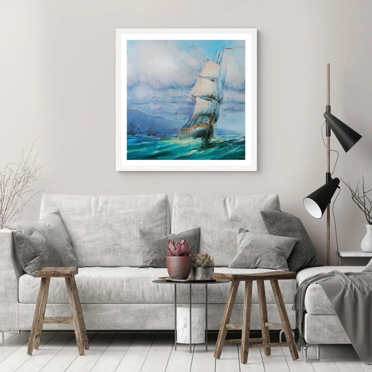 Affiche dans un cadre blanc - Poster - Vents favorables - 40x40 cm