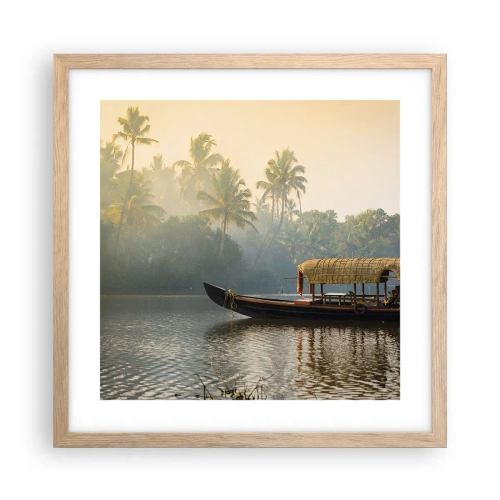 Affiche dans un chêne clair - Poster - Maison sur la rivière - 40x40 cm