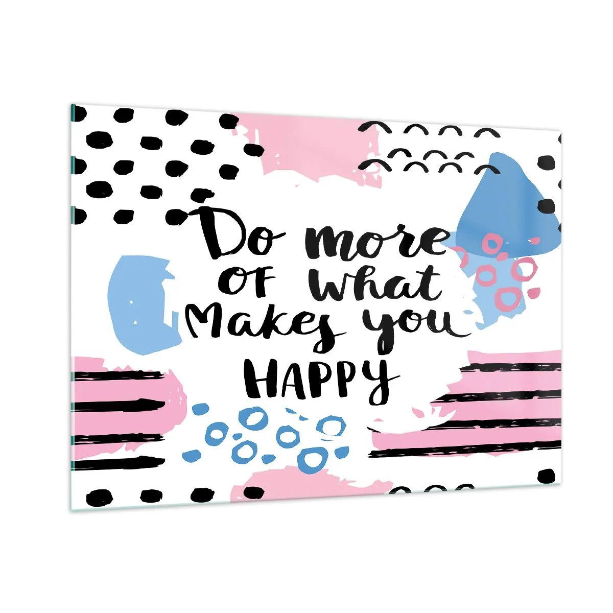 Impression sur verre - Image sur verre - Une inscription inspirante sur un fond aux couleurs pastel - 100x70cm - Comment être heureux - Décoration murale moderne pour le salon et la chambre ARTTOR