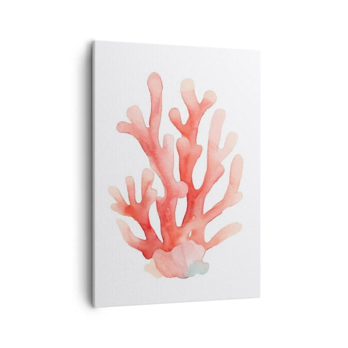 Impression sur toile - Image sur toile - Une illustration subtile de corail dans des tons pastel - 50x70cm - Corail couleur corail - Décoration murale moderne pour le salon et la chambre ARTTOR