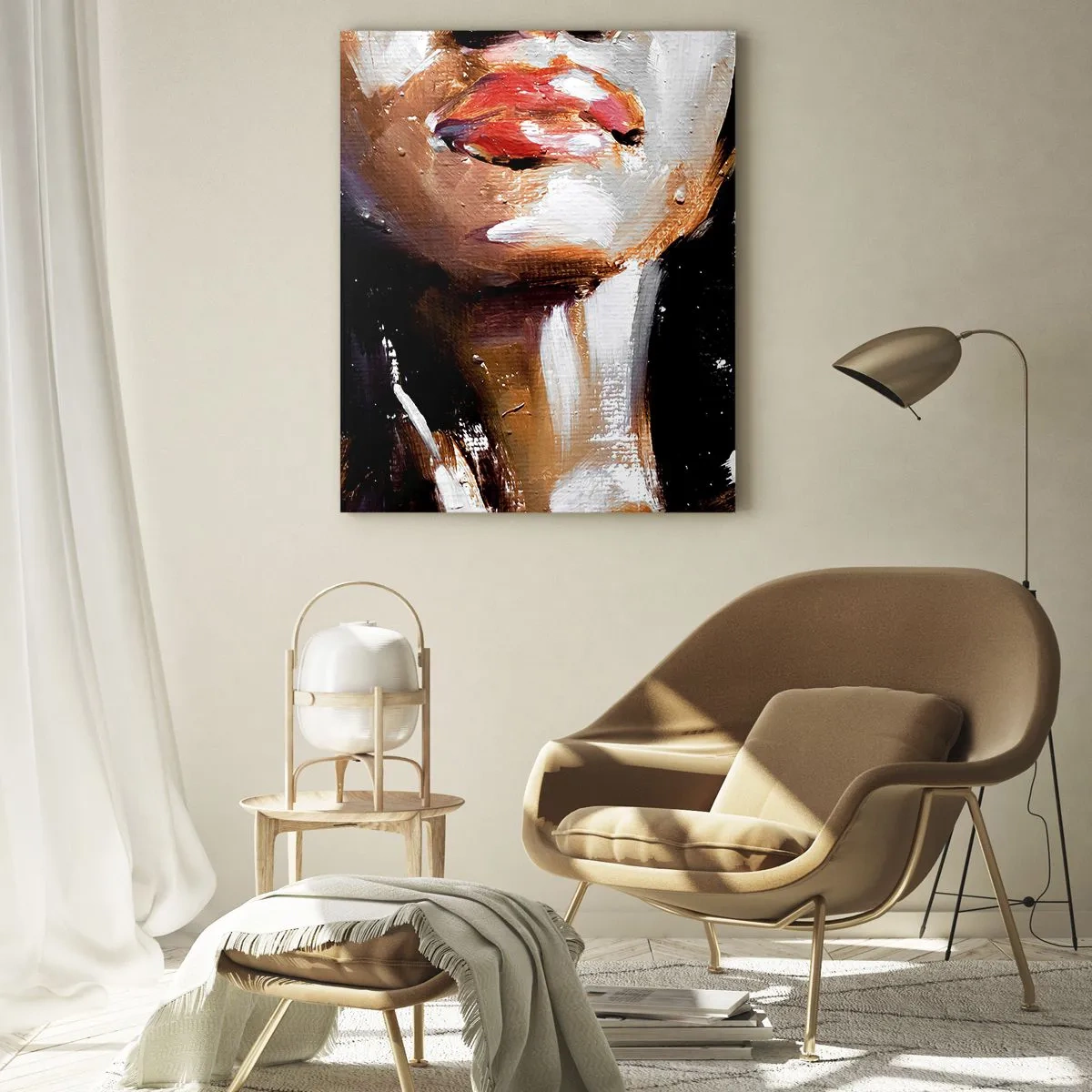 Impression sur verre - Image sur verre - Portrait d'une femme dans un style pictural expressif sur un fond sombre - 80x120cm - Fierté sans préjugés - Décoration murale moderne pour le salon et la chambre ARTTOR