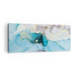 Impression sur toile - Image sur toile - Etude de la rencontre gris et turquoise - 100x40 cm