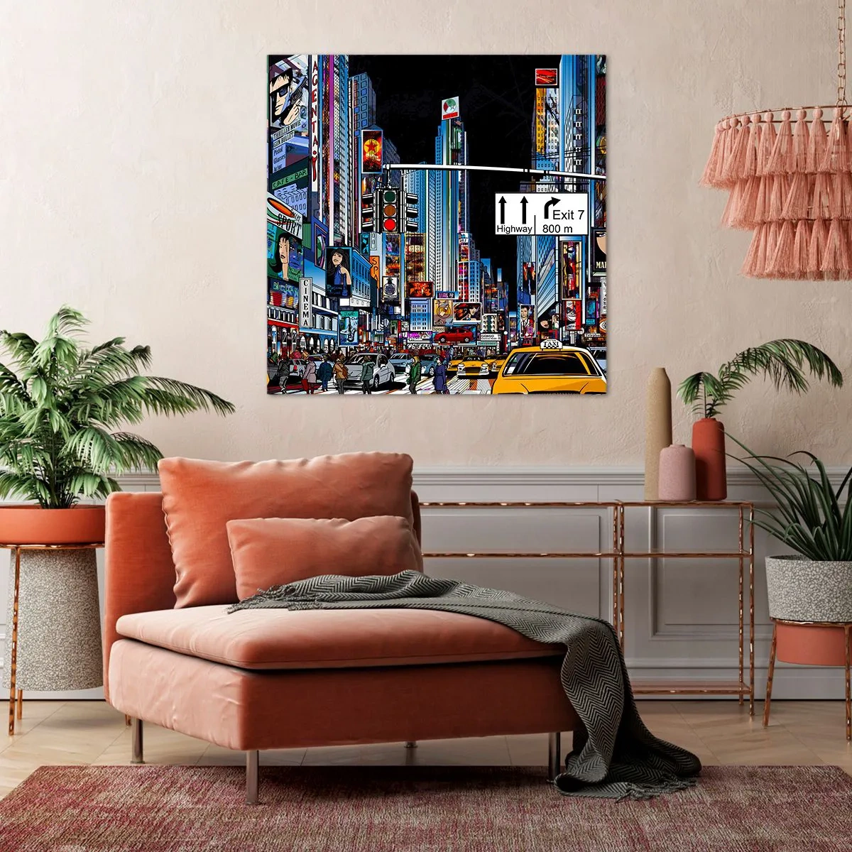 Impression sur toile - Image sur toile - Grande nuit de bande dessinée - 70x70 cm