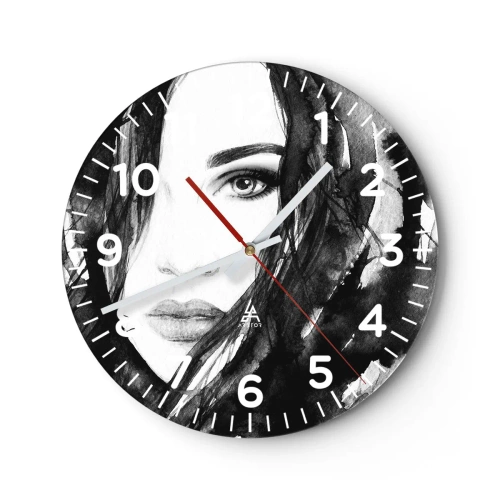Horloge murale - Pendule murale - Portrait d'une dame en noir et blanc - 40x40 cm