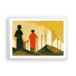 Affiche dans un cadre blanc - Poster - La route est encore longue - 70x50 cm