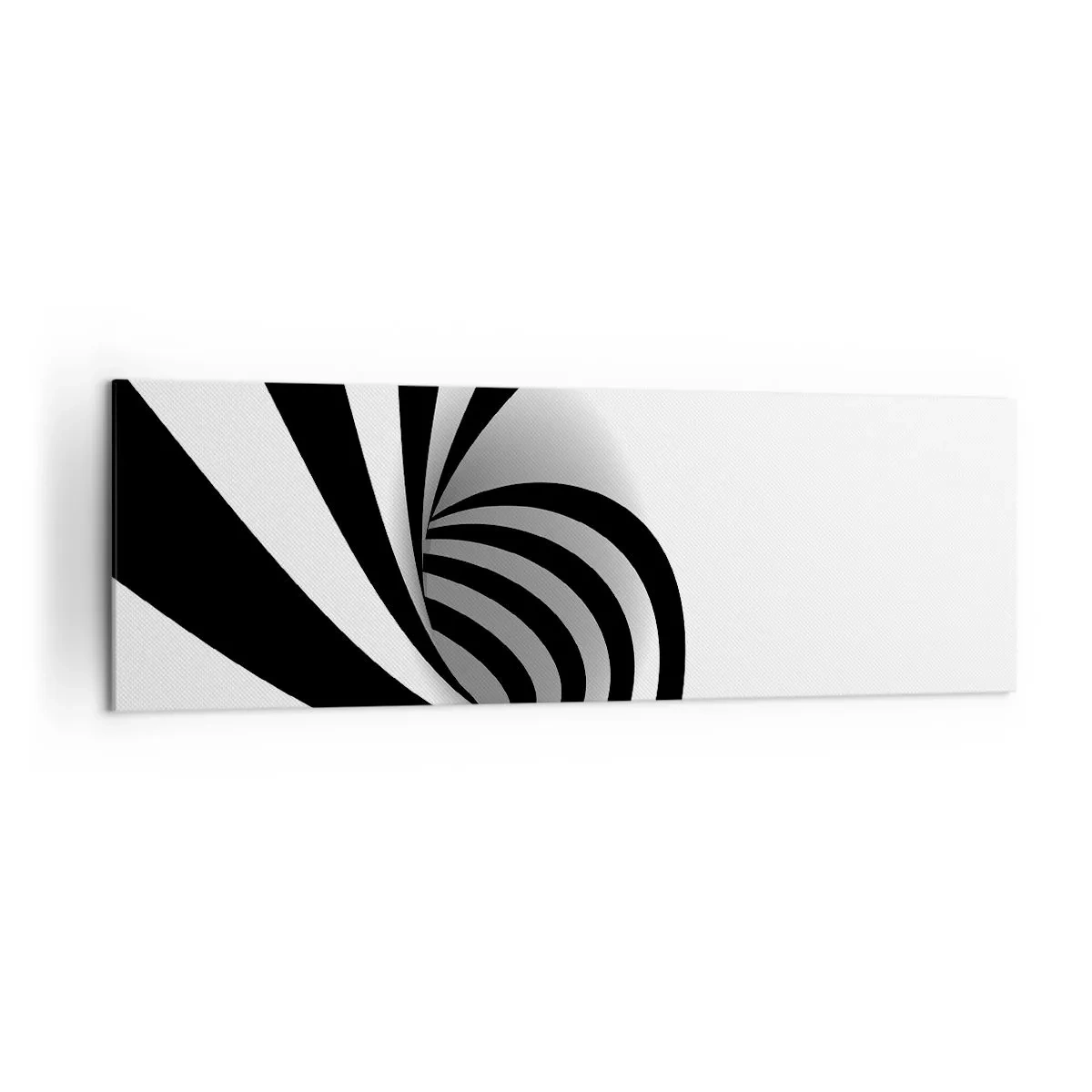 Impression sur toile - Image sur toile - Vortex optique abstrait en noir et blanc - 160x50cm - Et pourtant ça tourne - Décoration murale moderne pour le salon et la chambre ARTTOR