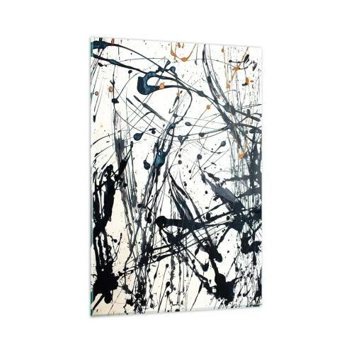 Impression sur verre - Image sur verre - Une peinture abstraite avec des éclaboussures de peinture dans des motifs dynamiques. - 80x120cm - Abstraction expressionniste - Décoration murale moderne pour le salon et la chambre ARTTOR