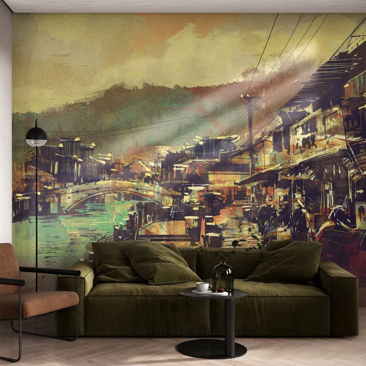 Papier Peint Autocollant Deluxe Sticker - La vie comme une richesse de gris - Paysage, Chine, Architecture - 150x105 cm