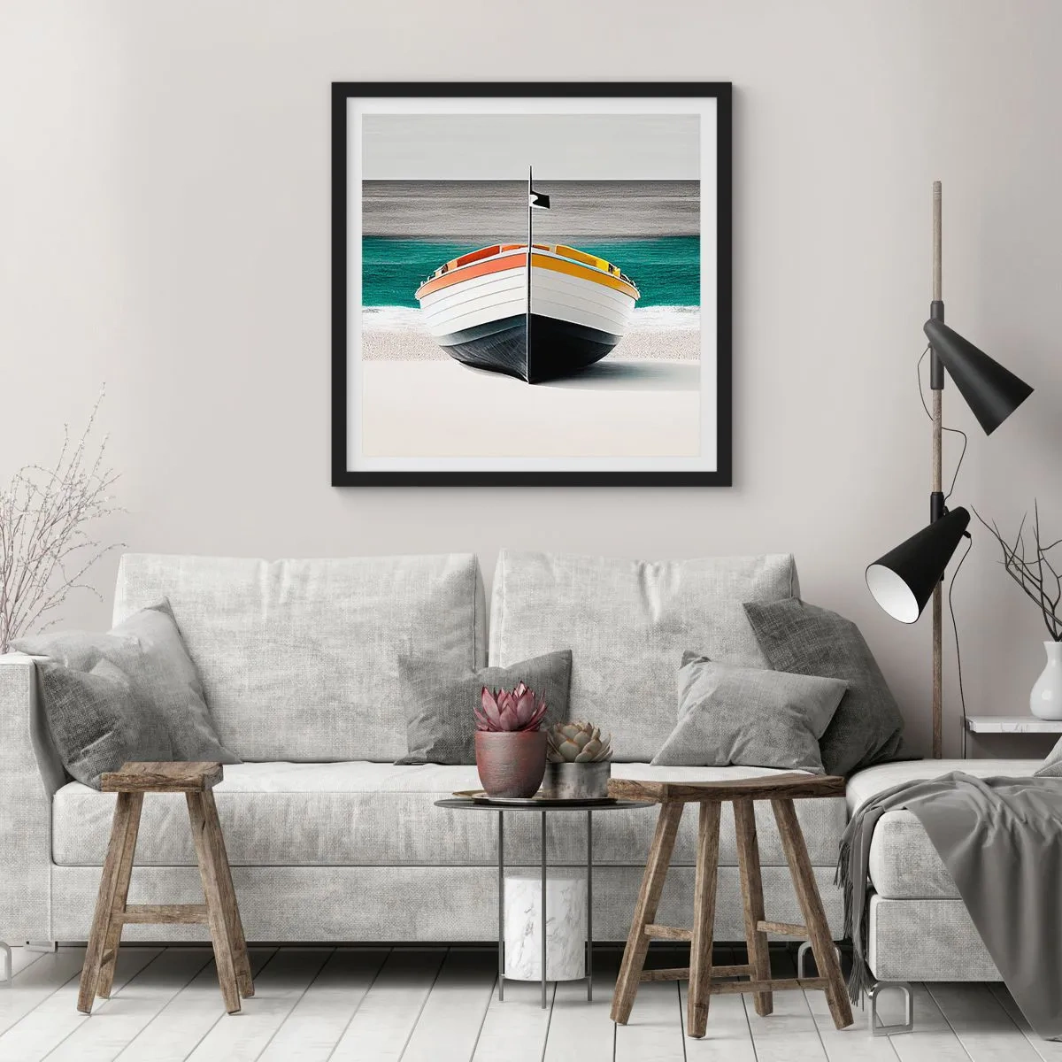 Affiche dans un cadre noir - Poster - A sa place - 60x60 cm