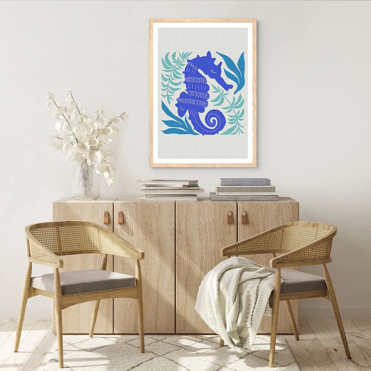 Affiche dans un chêne clair - Poster - Dans une prairie sous-marine - 30x40 cm