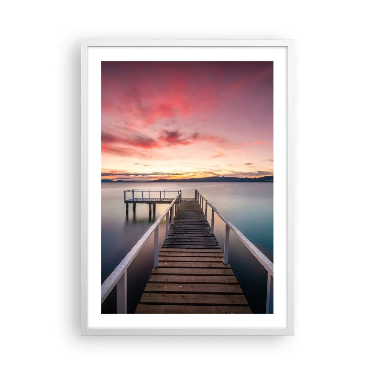 Affiche dans un cadre blanc - Poster - La douce flamme du soir - 50x70 cm