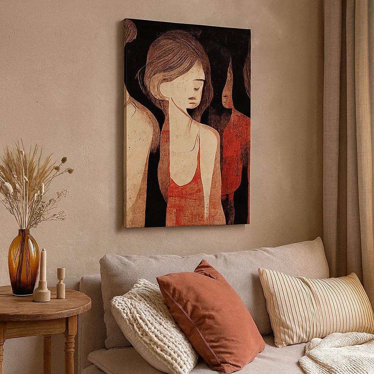 Impression sur toile - Image sur toile - Figures artistiques dans une composition abstraite - 50x70cm - Madones des ténèbres - Décoration murale moderne pour le salon et la chambre ARTTOR