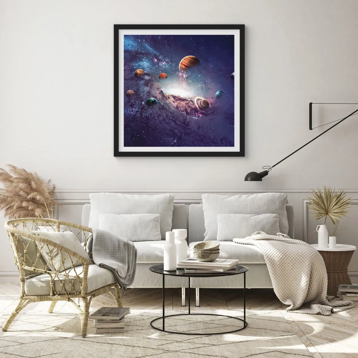 Affiche dans un cadre noir - Poster - Système de danse solaire - 60x60 cm