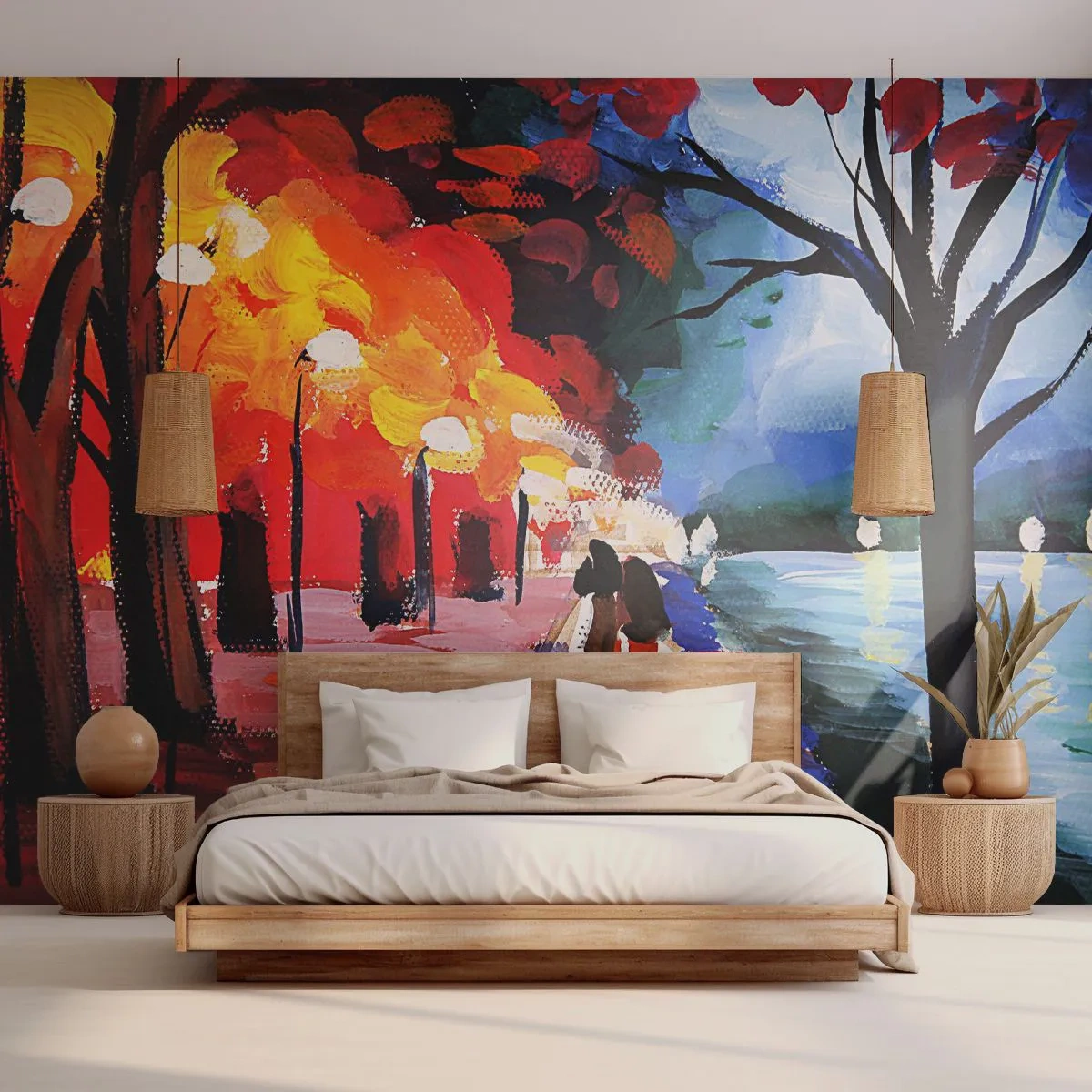 Papier Peint Photo Standard Eco - Automne flamboyant dans le parc - Abstraction, Paysage, Allée du parc - 400x280 cm