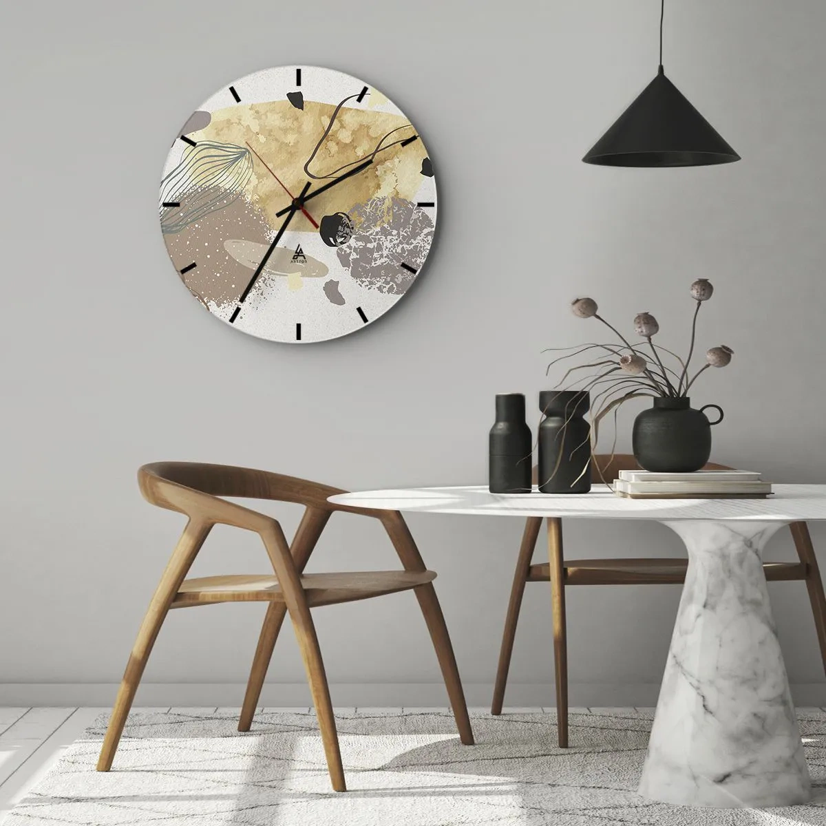 Horloge murale - Pendule murale - Plumcologie appliquée - 40x40 cm