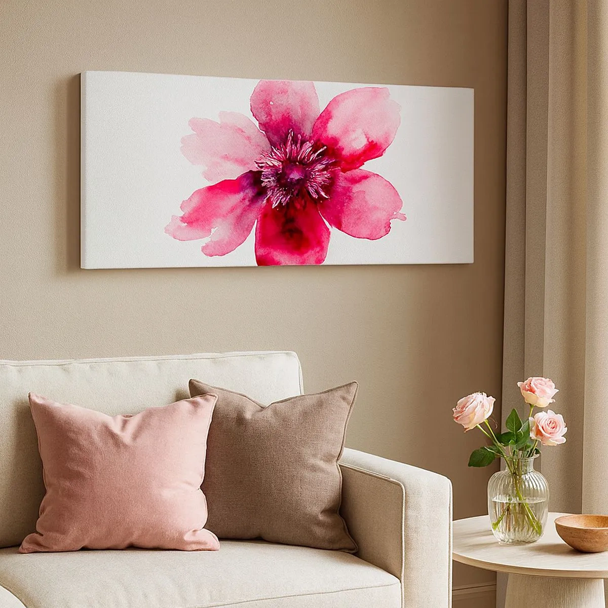 Impression sur toile - Image sur toile - Un baiser parfumé au carmin - 100x40 cm