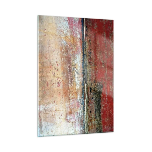 Impression sur verre - Image sur verre - Texture abstraite dans les tons de rouge et d'ocre - 50x70cm - C'est peut-être la mer - Décoration murale moderne pour le salon et la chambre ARTTOR