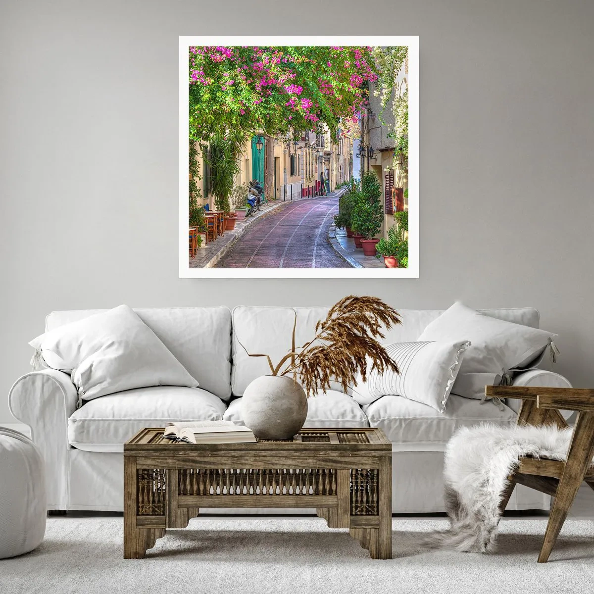 Affiche - Poster - Allée fleurie - 50x50 cm