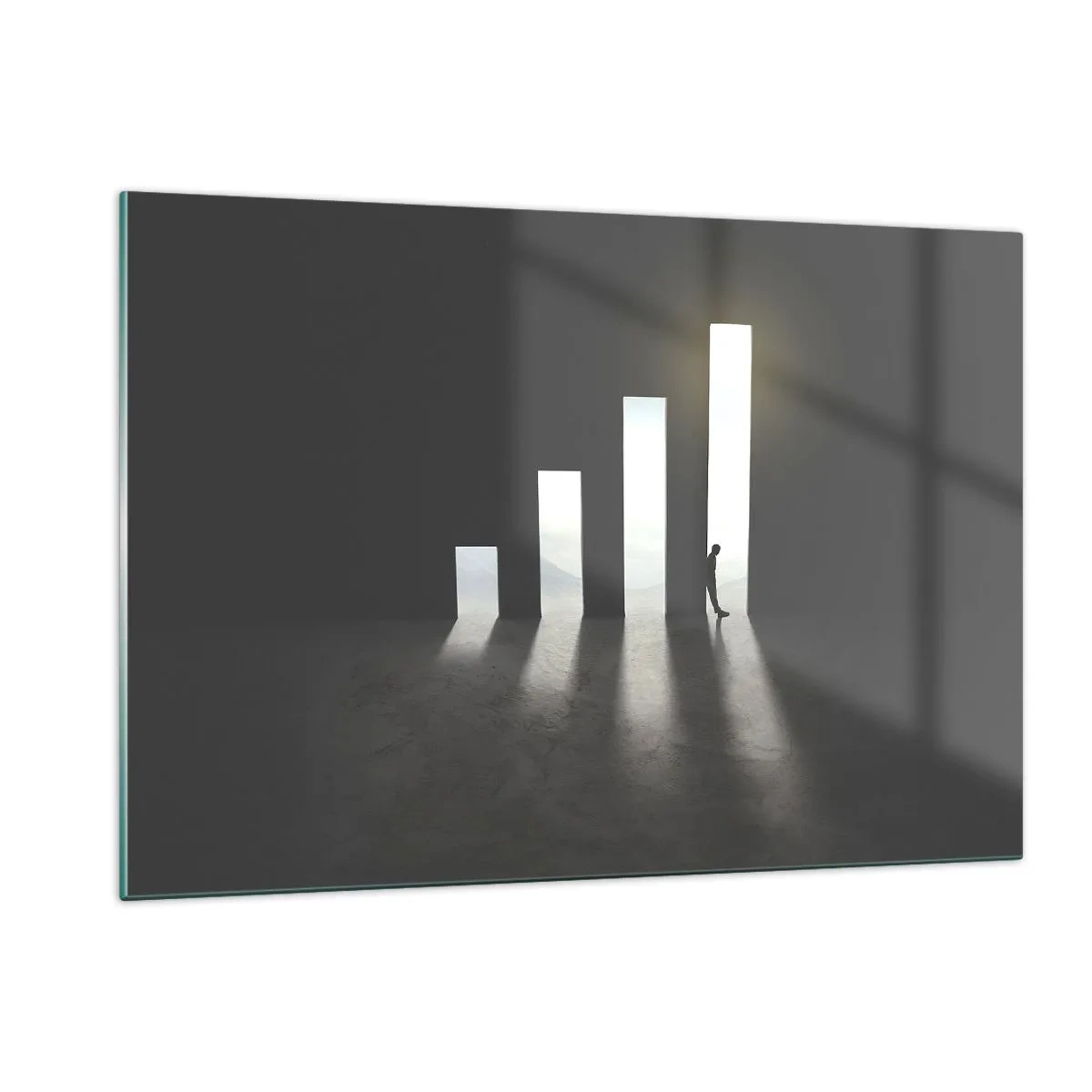 Impression sur verre - Image sur verre - L'homme à la lumière de la croissance symbolisant le développement - 120x80cm - Succès – impression - Décoration murale moderne pour le salon et la chambre ARTTOR