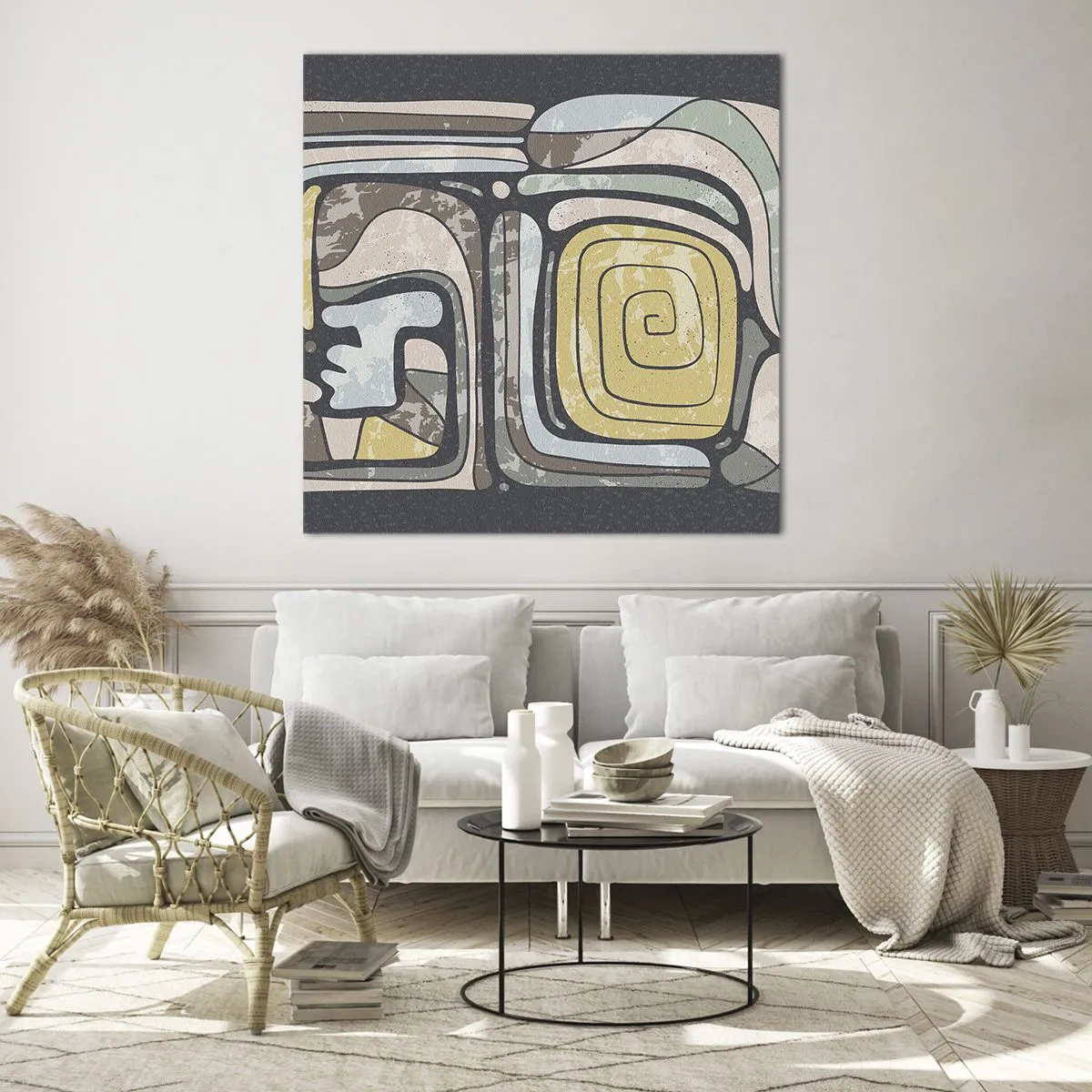 Impression sur verre - Image sur verre - L'abstraction dans l'esprit précolombien - 50x50 cm