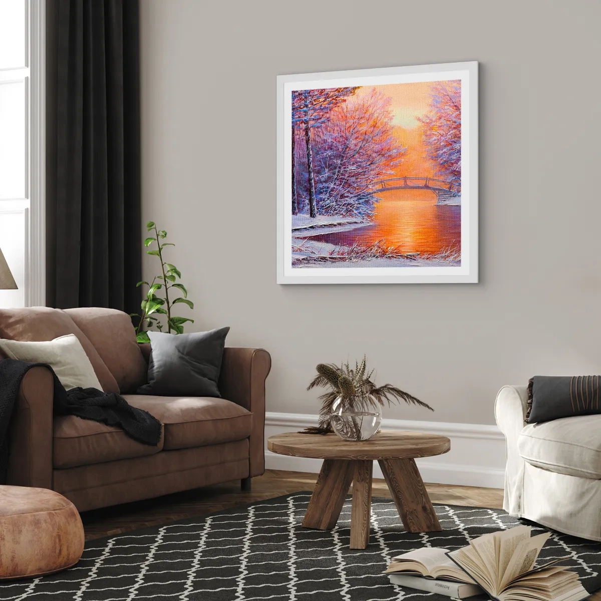 Affiche dans un cadre blanc - Poster - On se rencontre ici - 30x30 cm