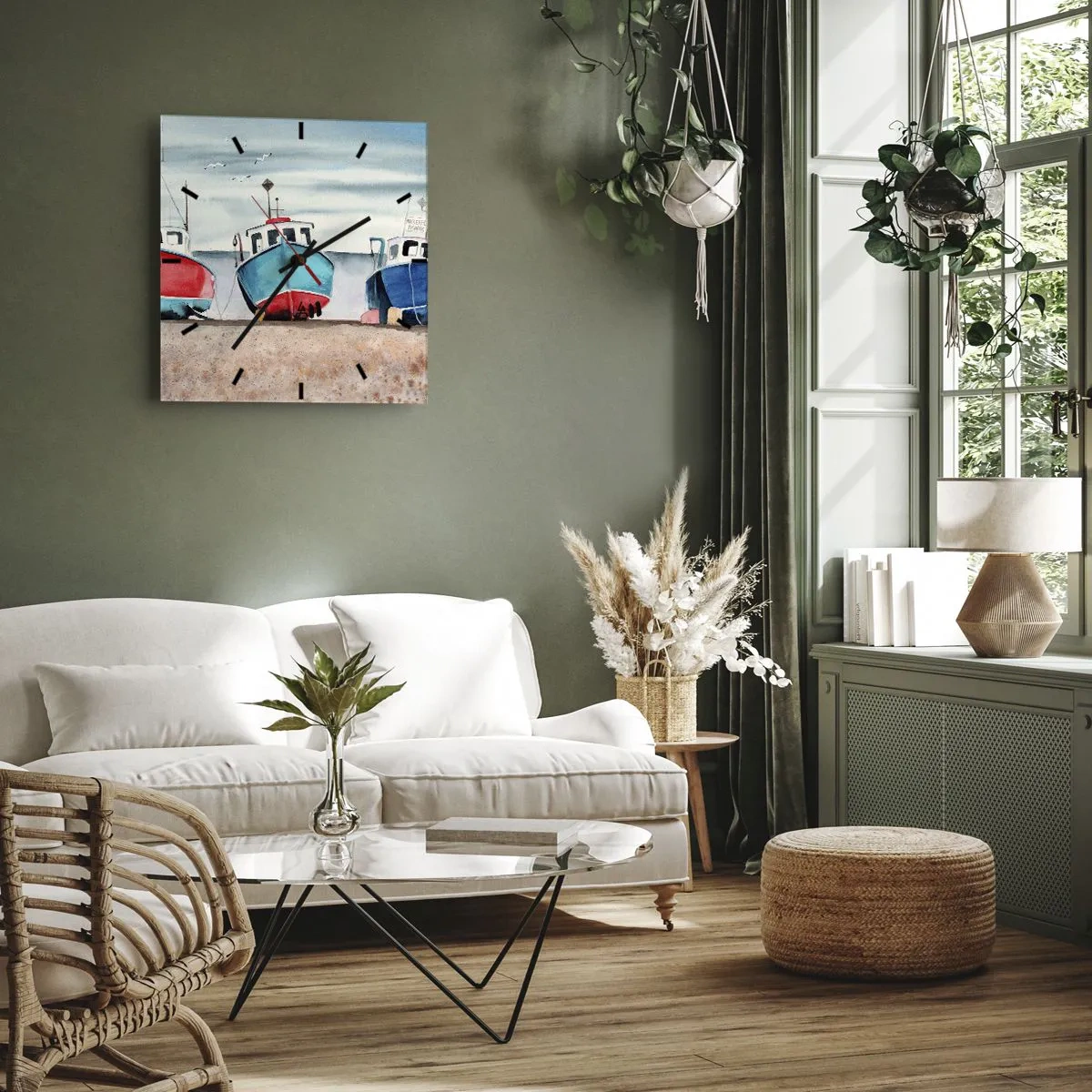 Horloge murale - Pendule murale - Prêt pour la pêche - 30x30 cm