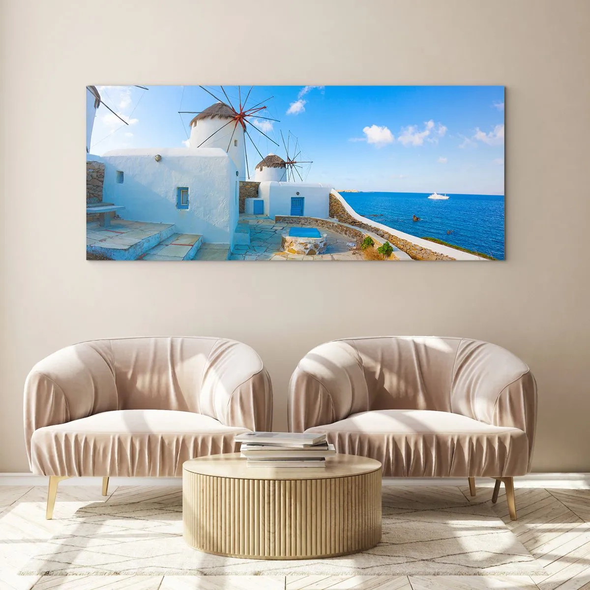 Impression sur verre - Image sur verre - Le vent bleu de la mer - 90x30 cm