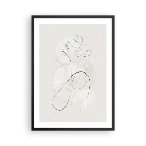 Affiche dans un cadre noir - Poster - La ligne de contour de la figure sur fond de formes pastel délicates - 50x70cm - Spirale de beauté - Décoration murale moderne pour le salon et la chambre ARTTOR