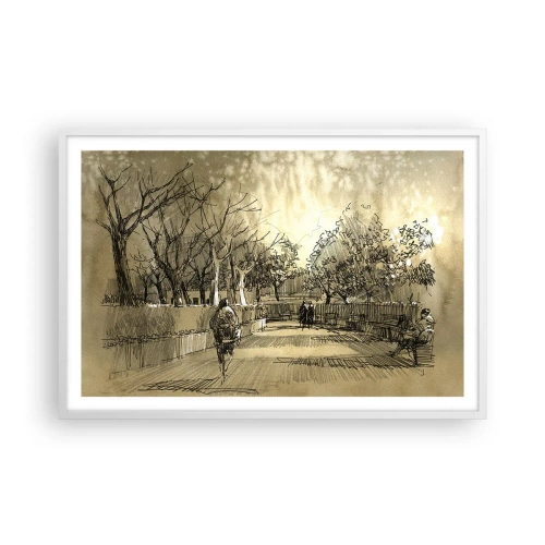 Affiche dans un cadre blanc - Poster - Un moment arrêté avec une plume - 91x61 cm